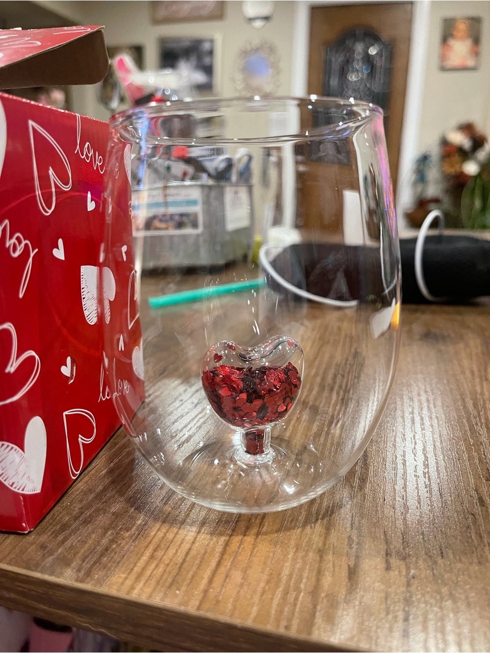 Valentine’s Day wine glass